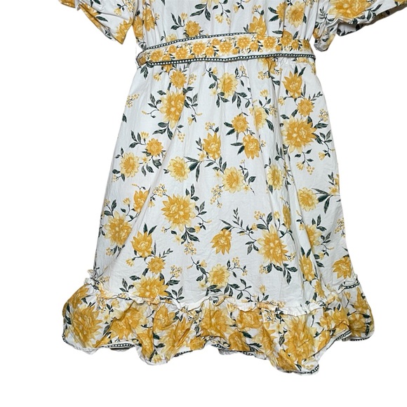 Joie Tiered Puff Sleeve Floral Yellow and White Dress with Belt 8 - Picture 8 of 14